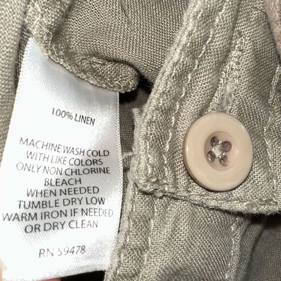 Cynthia Rowley Womens 8 100% Linen Lightweight Solid Khaki Colored Casual Pants - Picture 7 of 10